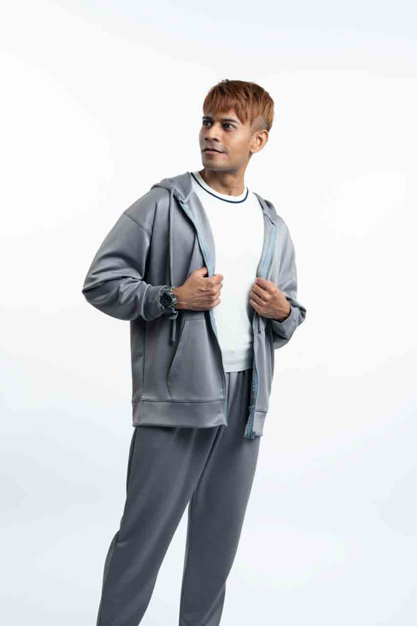 Grey - Zipper Hoodie $25