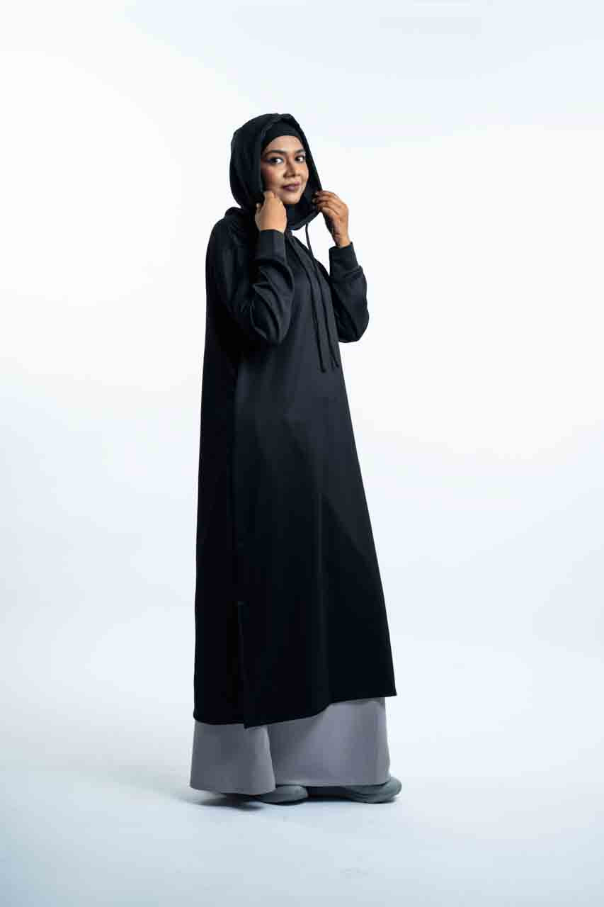 LUXE Black - Long Hoodie with Inner Ninja Attached