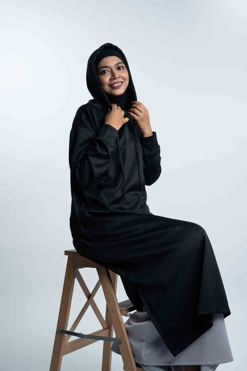 LUXE Black - Long Hoodie with Inner Ninja Attached